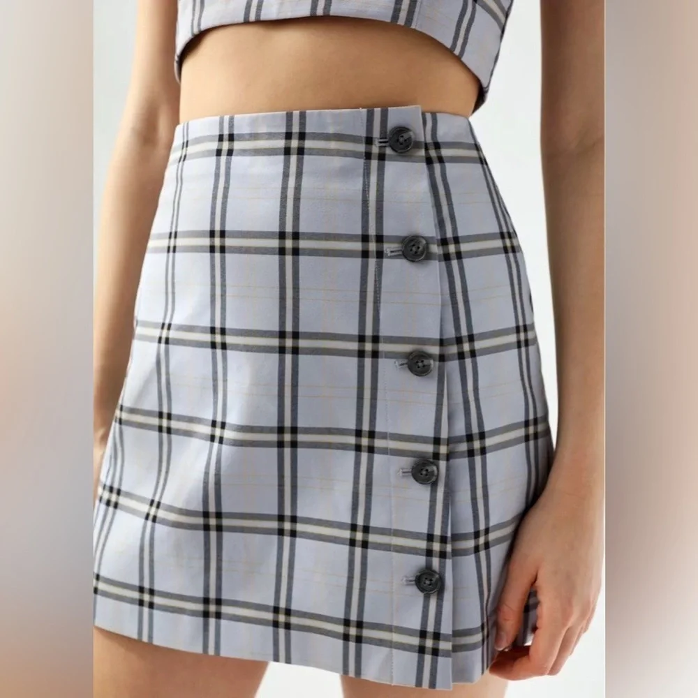 Aritzia Sunday Best Grey Plaid Mini Skirt Size 4 Women’s Yuri Skirt - Picture 2 of 10